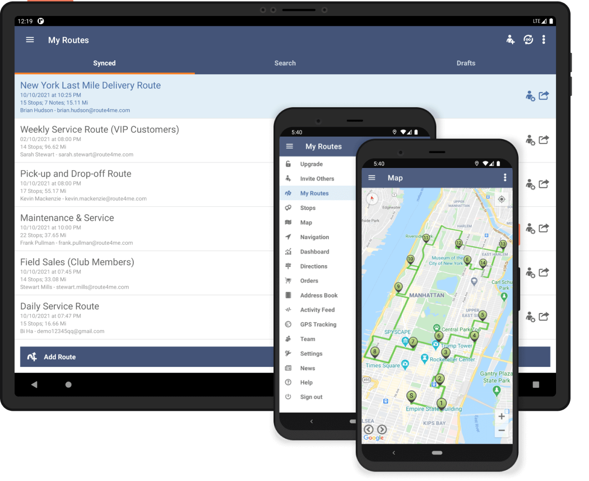 Route4Me permet d'ajuster les paramètres de vos tournées optimisées sur un smartphone Android