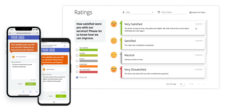 Use customer reviews and driver rating dashboard to filter submitted feedback by driver or user.